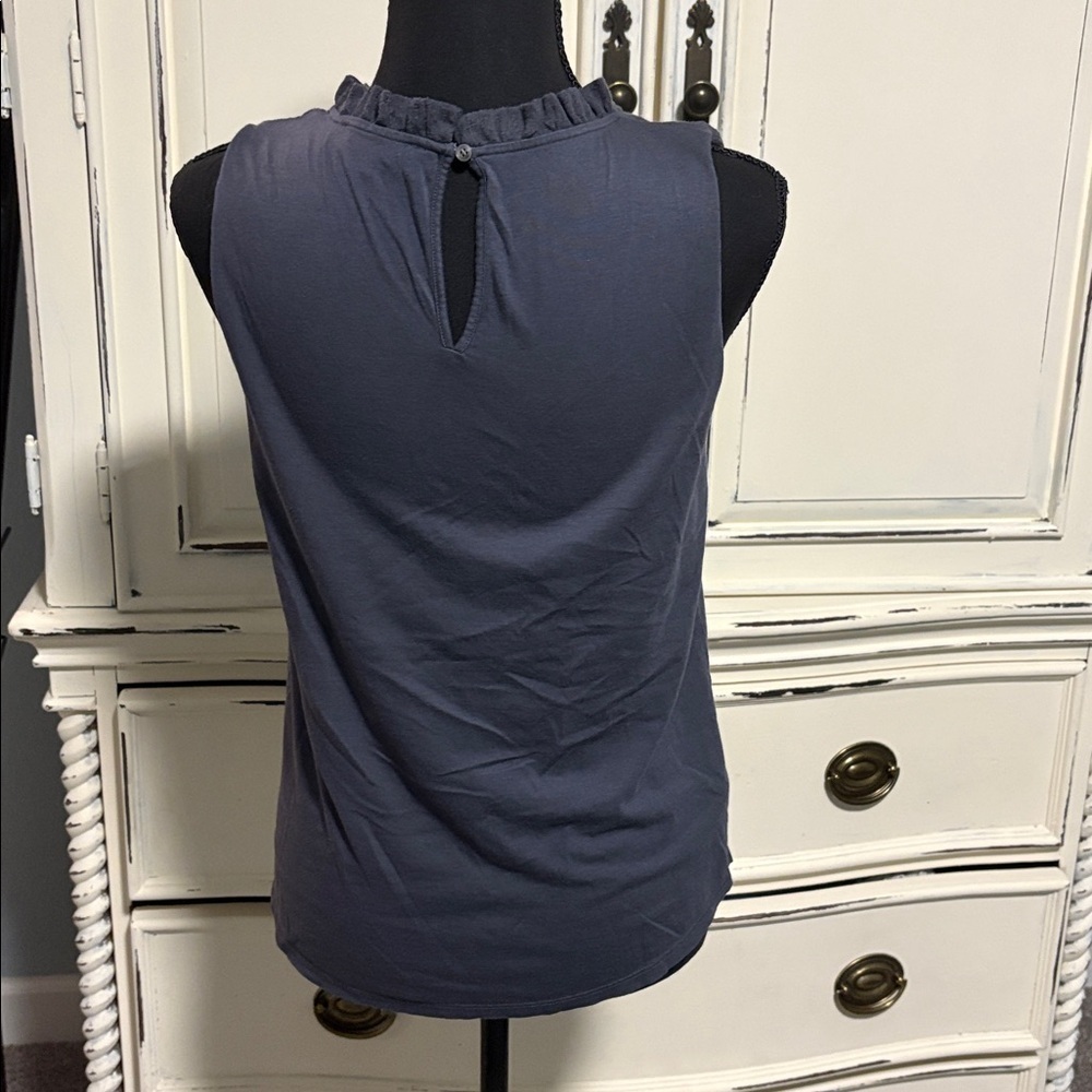 LOFT gray Ruffle Trim Top - Picture 2 of 4